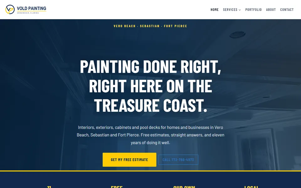 Vold Painting homepage on desktop