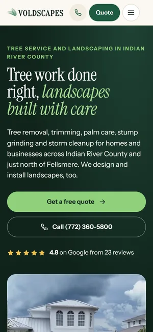 Voldscapes homepage on a phone